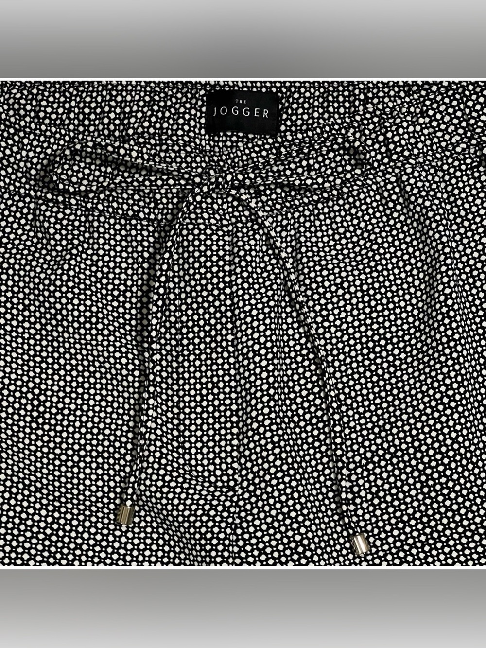 White House Black Market Black & White Polka Dot Tie-Hem Joggers - Picture 8 of 9